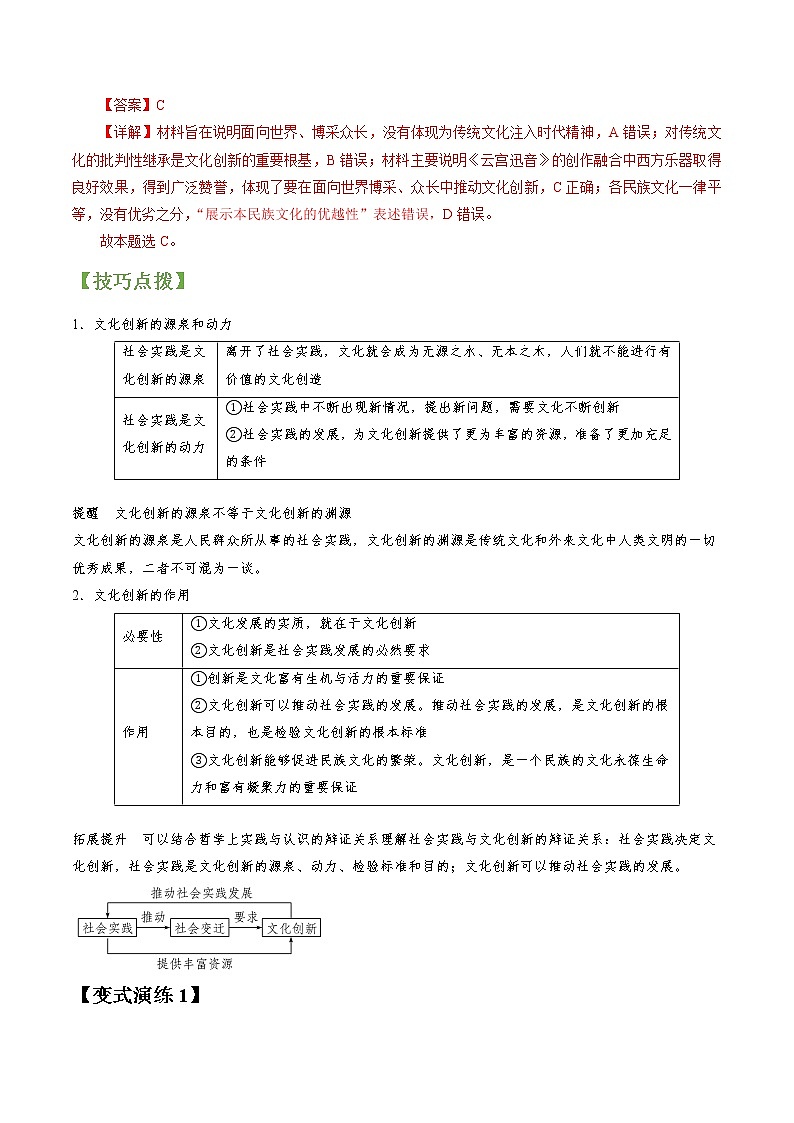 专题26 文化创新  常考点归纳与变式演练 作业 高考政治 一轮复习 人教版 （2021年）第2页