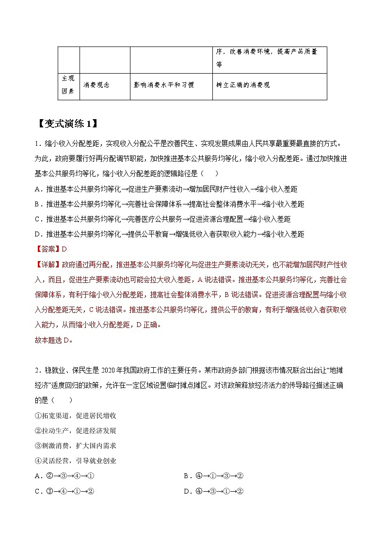 专题03 多彩的消费 常考点归纳与变式演练 作业 高考政治 一轮复习 人教版 （2021年）第3页