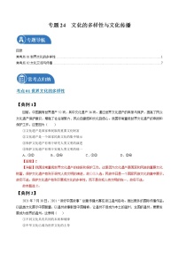 专题24 文化的多样性与文化传播 常考点归纳与变式演练 作业 高考政治 一轮复习 人教版 （2021年）