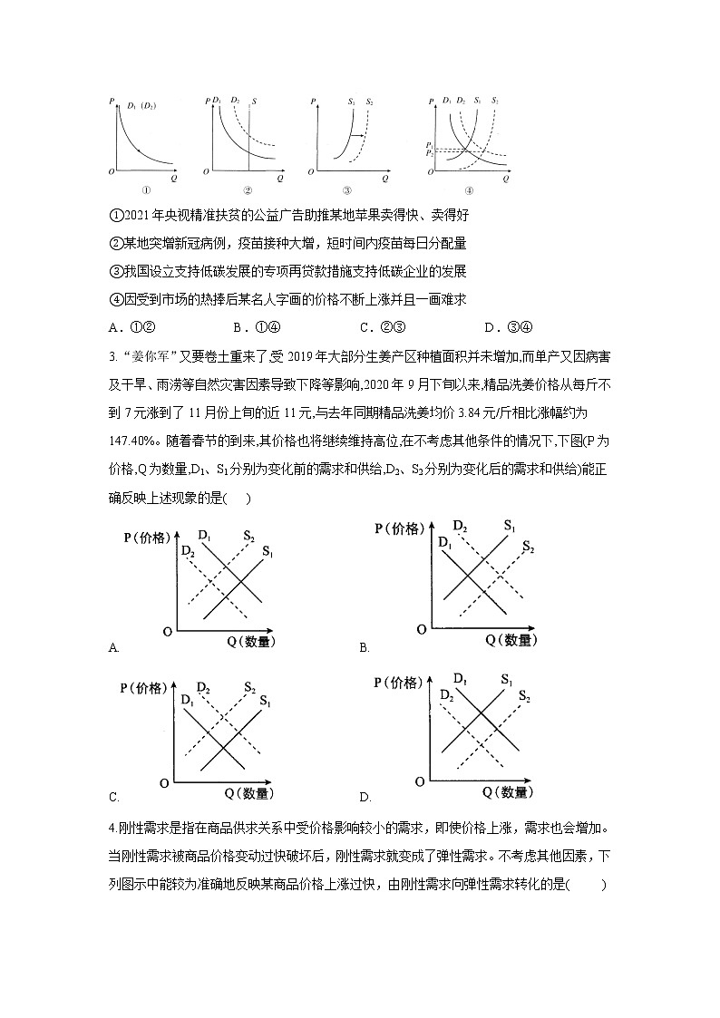 【通用版】2022届高考政治一轮总复习每日拔高练 第6练 影响价格的因素第2页