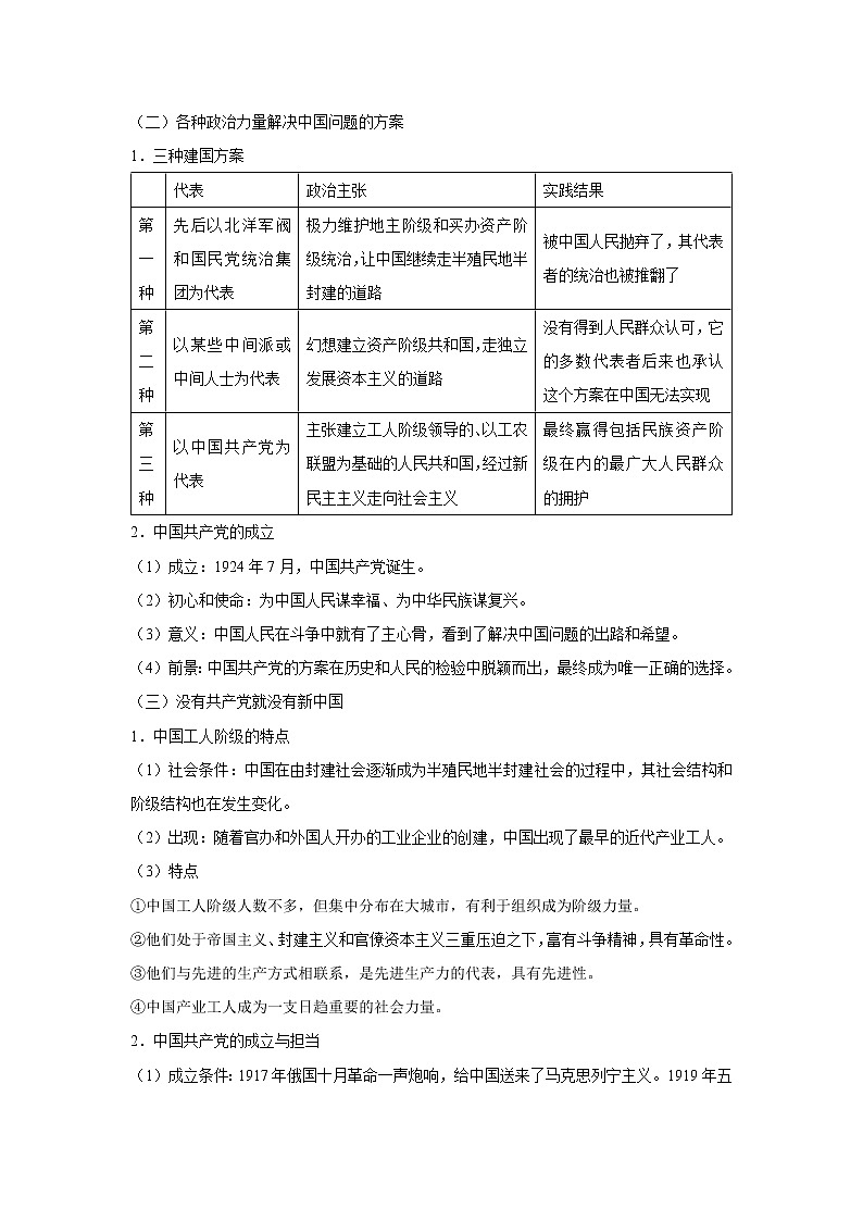1.1中华人民共和国成立前各种政治力量（教学学案）——2021-2022学年高中政治人教统编版必修三第2页