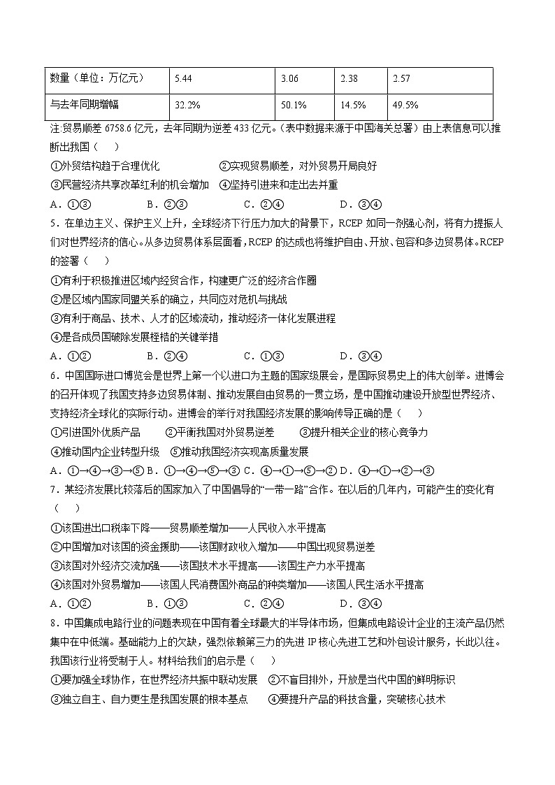 7.1 开放是当代中国的鲜明标识 学案 高中政治人教部编版 选择性必修1 （2022年）03