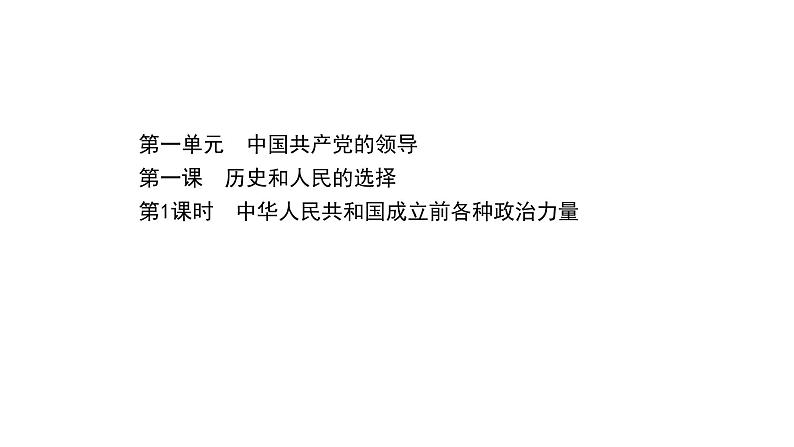 高中政治统编版必修三 1.1.1 中华人民共和国成立前各种政治力量 课件第1页