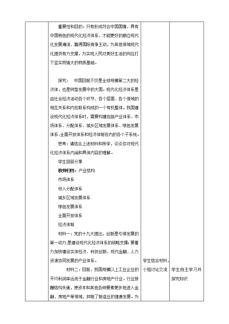 人教统编版高中政治必修第二册3.2《建设现代化经济体系》教学设计02