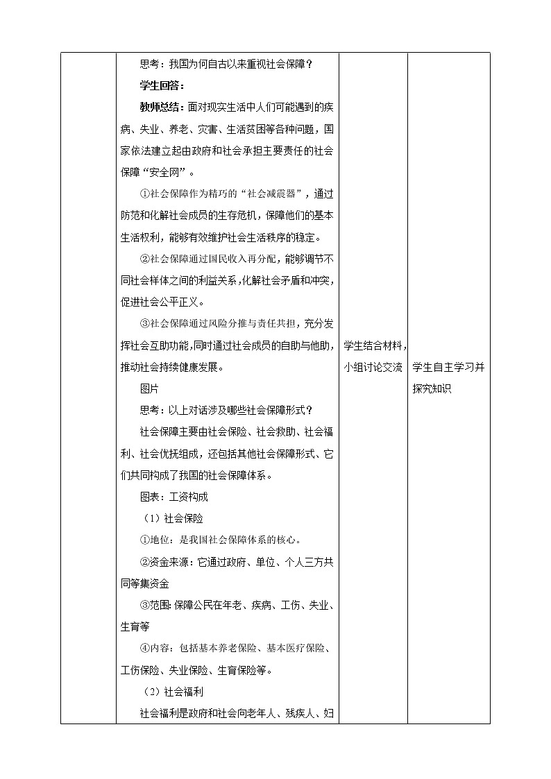 人教统编版高中政治必修第二册4.2《我国的社会保障》教学设计第2页