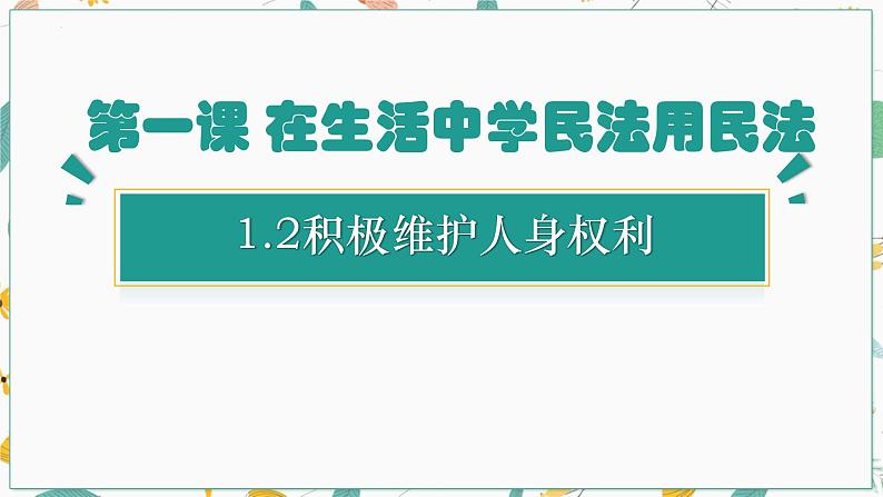 1.2积极维护人身权利课件-2021-2022学年高中政治统编版选择性必修201