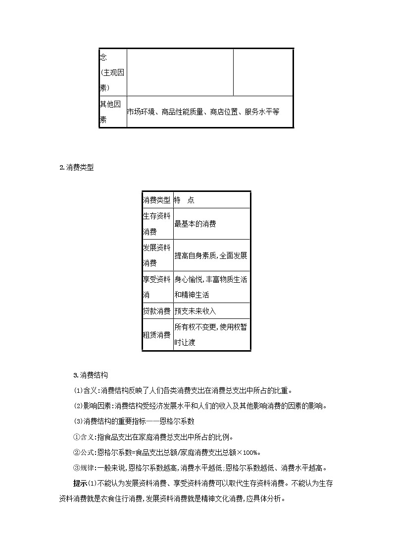 2022高考政治一轮复习第3课多彩的消费学案新人教版03