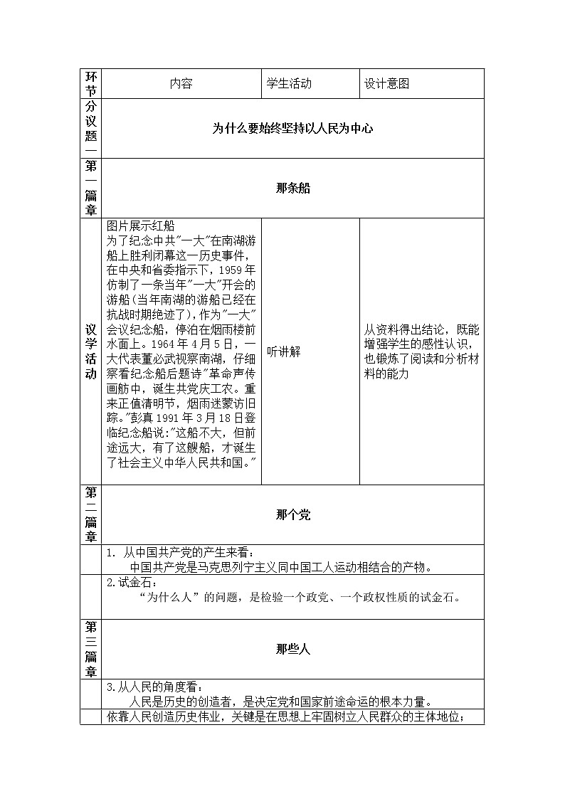 2.1《 始终坚持以人民为中心 》教学设计第2页