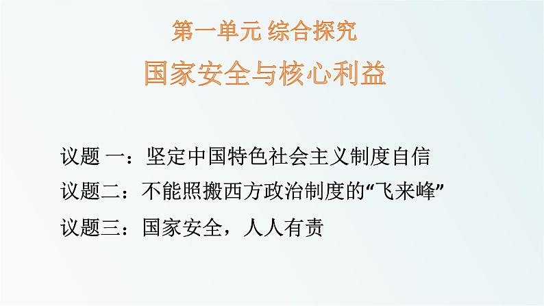 统编版高中政治选择性必修一：第一单元综合探究一国家安全与核心利益 课件(共15张PPT)01