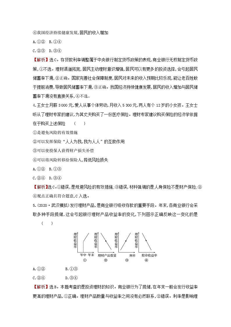 2022高考政治一轮复习作业六投资理财的选择含解析第2页