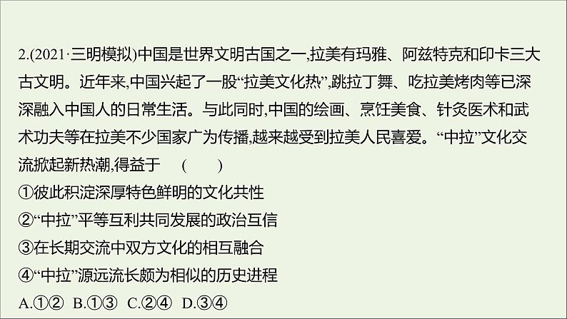 2022高考政治一轮复习作业二十四文化的多样性与文化传播课件第5页