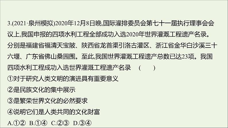 2022高考政治一轮复习作业二十四文化的多样性与文化传播课件第7页