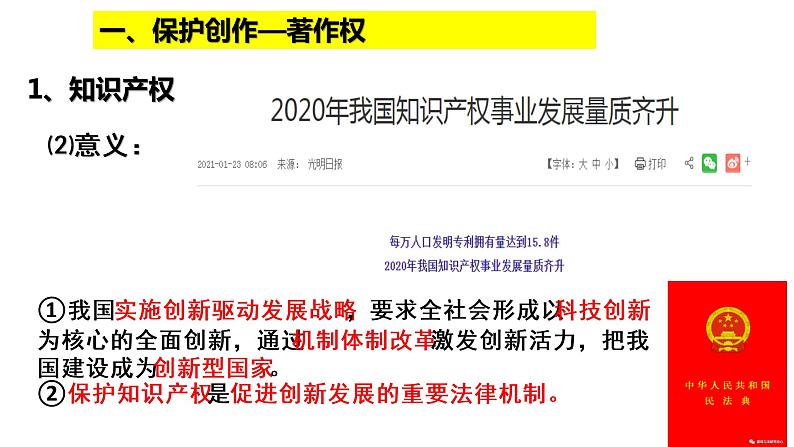 2.2 尊重知识产权 课件-2020-2021学年高中政治统编版选择性必修二（共23张PPT）第4页