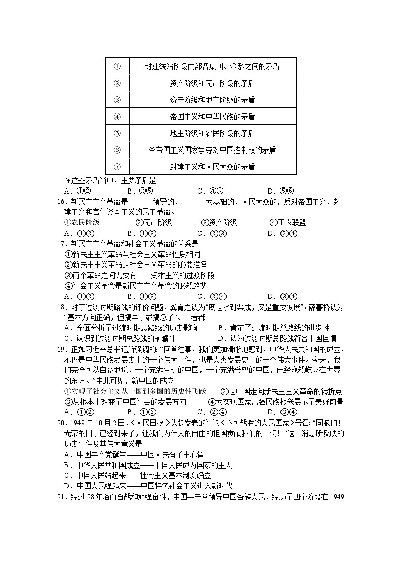 2021-2022学年广东省佛山市第一中学高一上学期第一次段考试题政治03