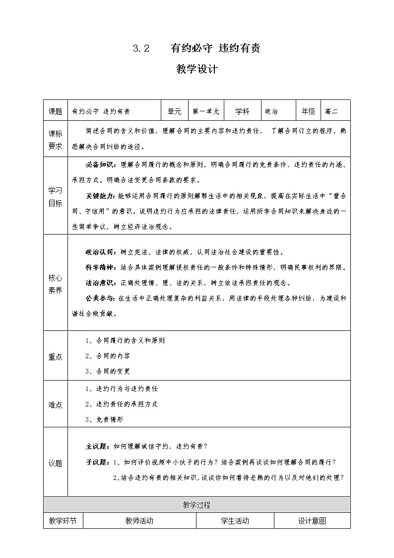 3.2有约必守 违约有责（课件+素材+教学设计）2021-2022学年高中政治人教统编版选择性必修2法律与生活01