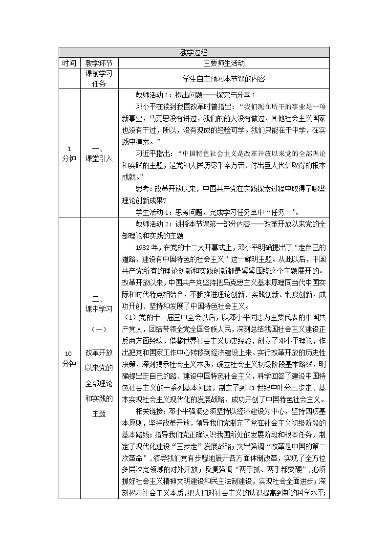 高一【思想政治(统编版)】中国特色社会主义的创立、发展和完善-教学设计第2页