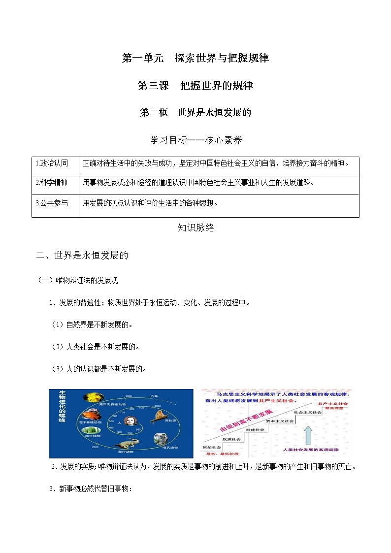 3.2 世界是永恒发展的 学案 高中政治人教部编版必修4 （2022年）01
