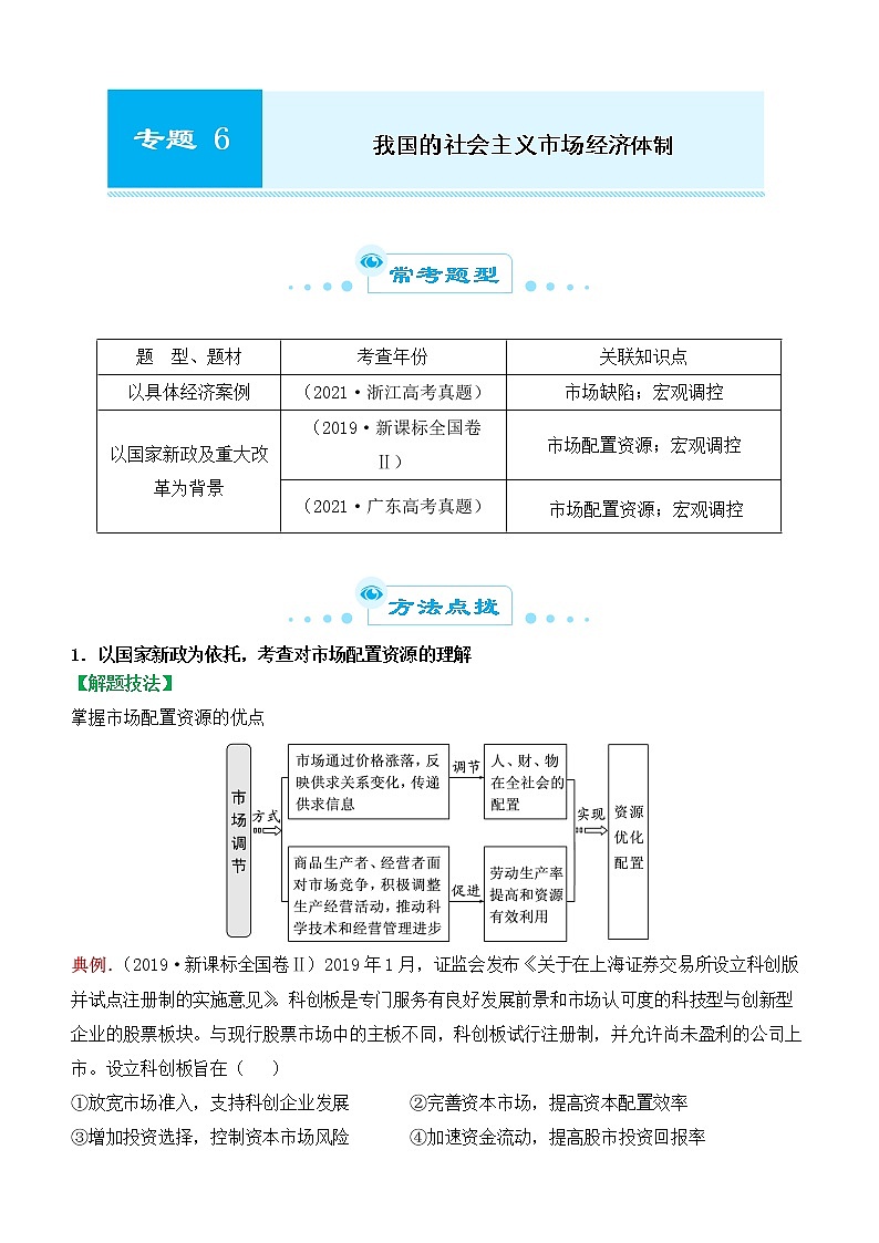 2022届政治优质校一模试卷专题汇编6 我国的社会主义市场经济体制（解析版）第1页