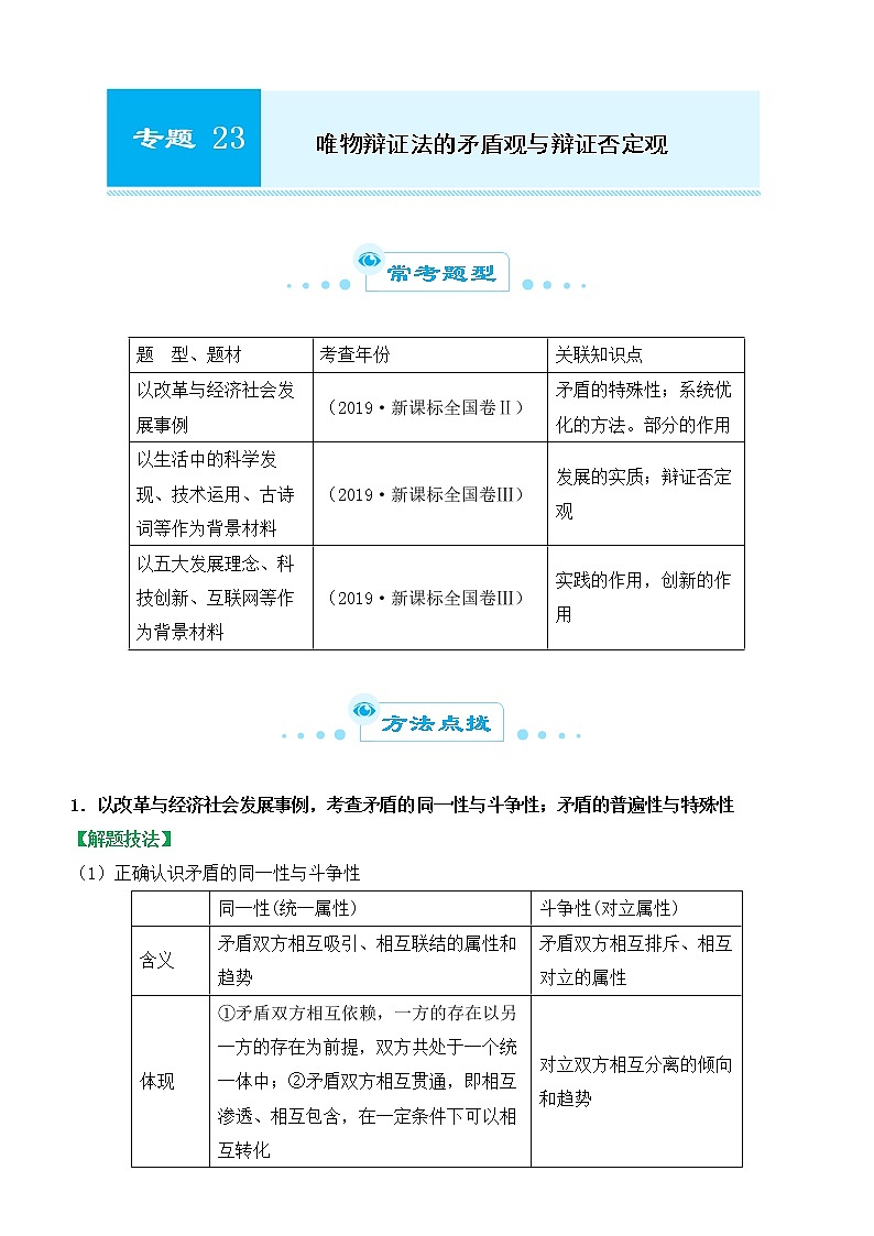 2022届政治优质校一模试卷专题汇编23 唯物辩证法的矛盾观与辩证否定观（解析版）第1页