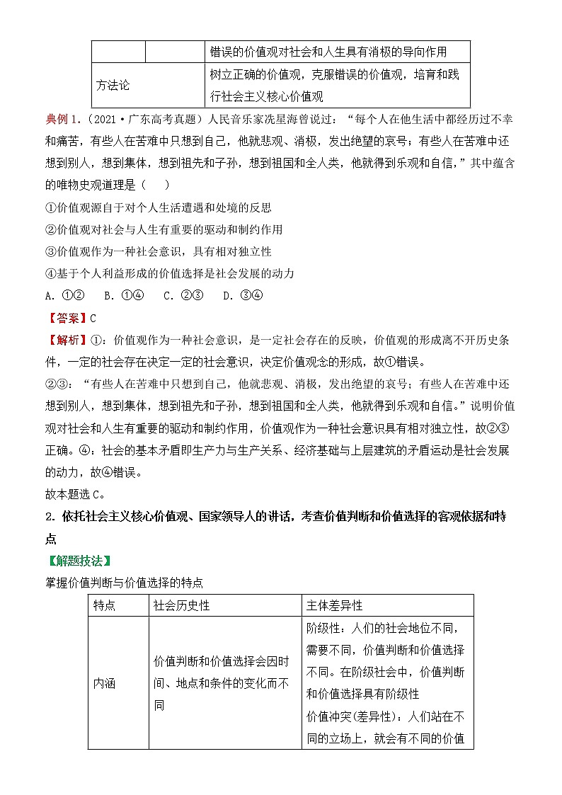 2022届政治优质校一模试卷专题汇编25 实现人生的价值（解析版）第2页