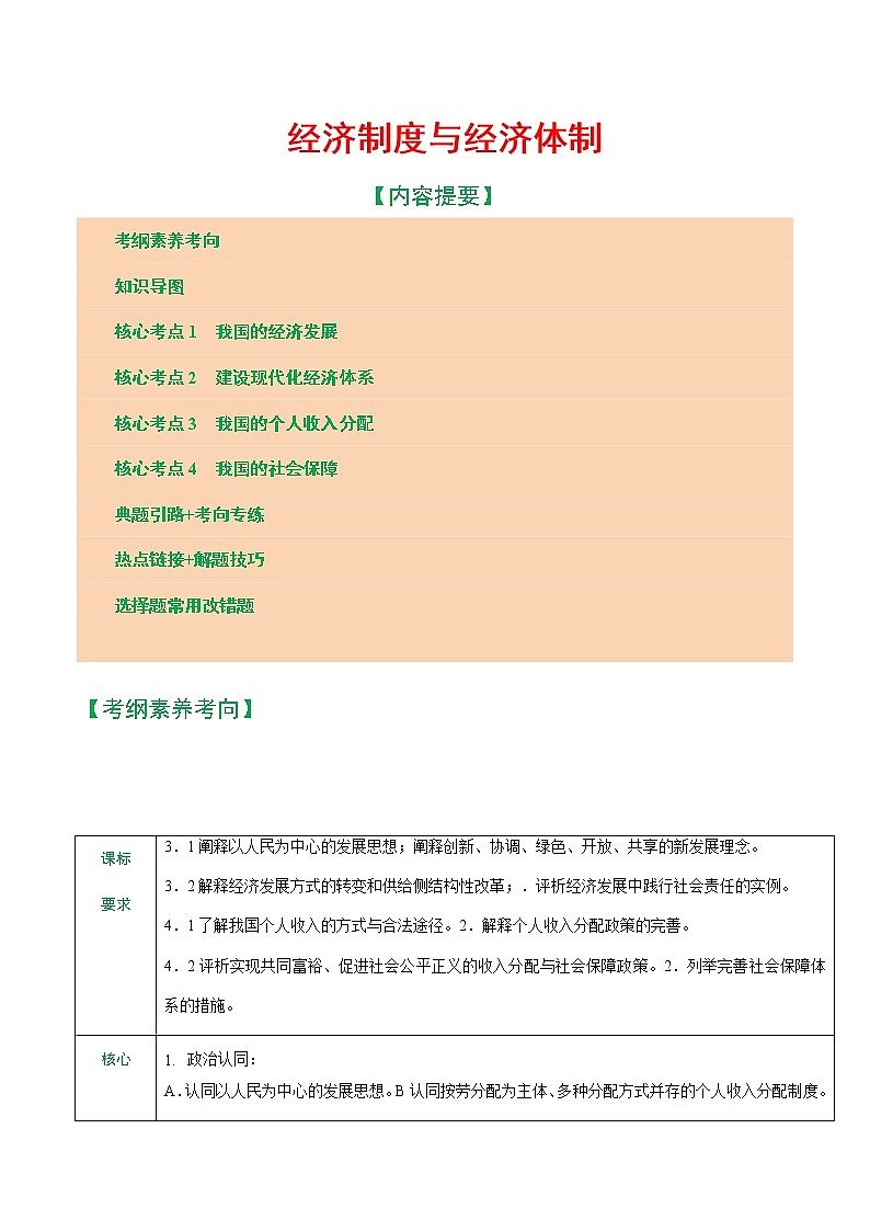 专题04 经济发展与社会进步 （讲义）第1页