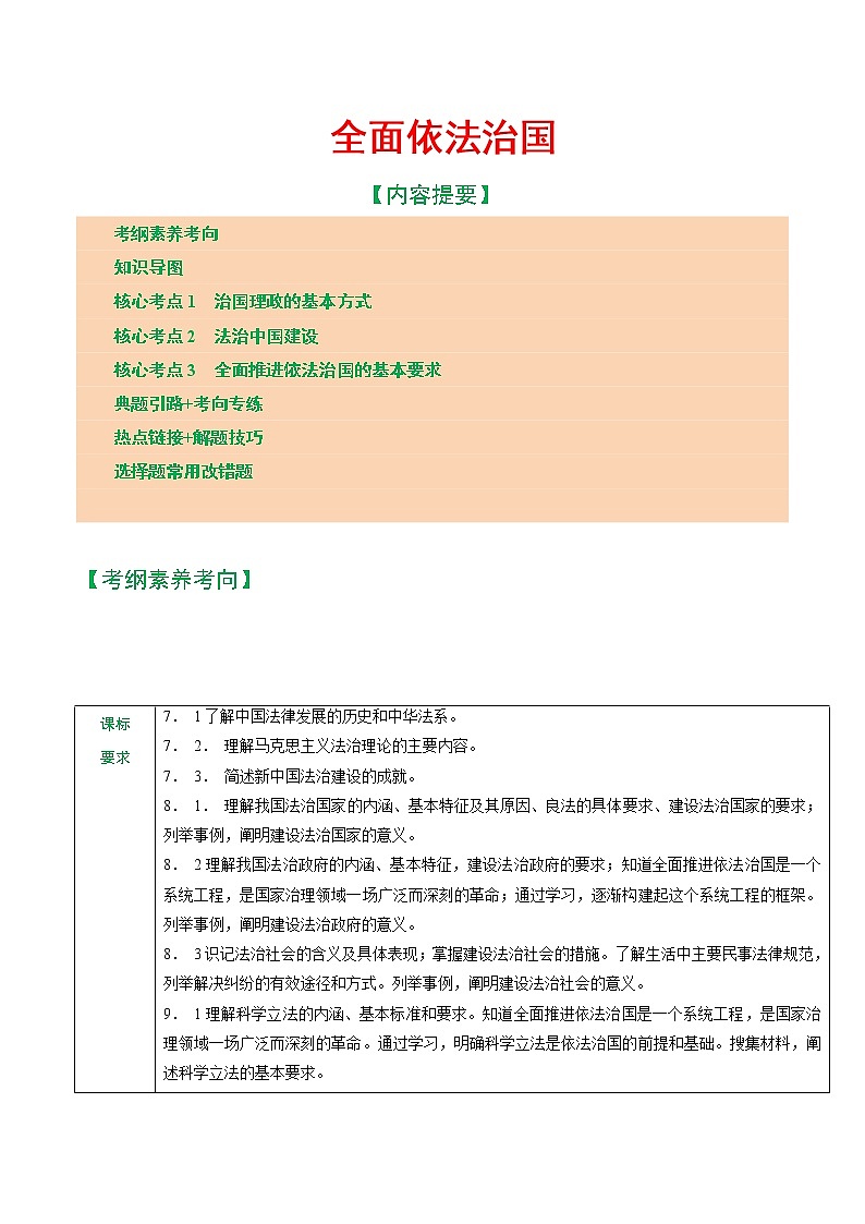 专题07  全面依法治国 （讲义）第1页