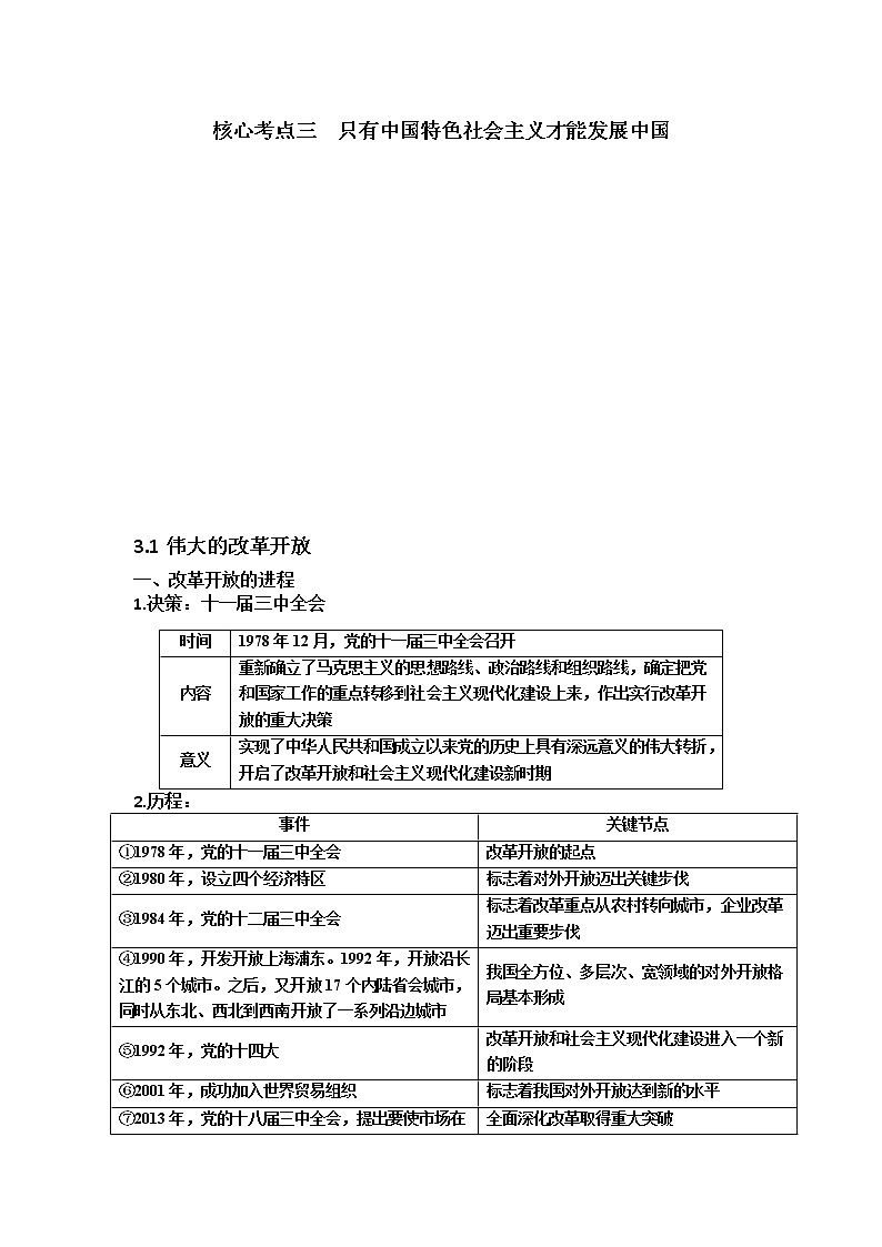 第三课只有中国特色社会主义才能发展中国导学案-2022届高三政治二轮复习统编版必修一中国特色社会主义01