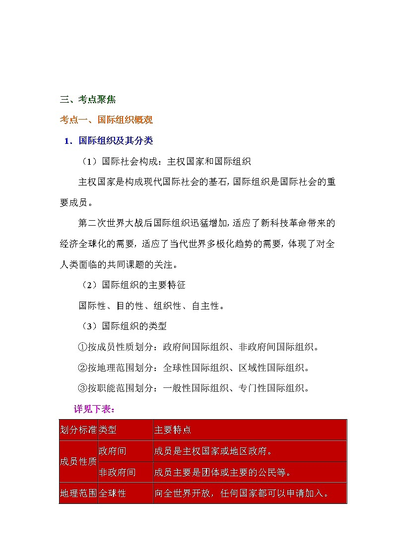 专题日益重要的国际组织复习学案-2022届高考政治一轮复习人教版选修3国家与国际组织03