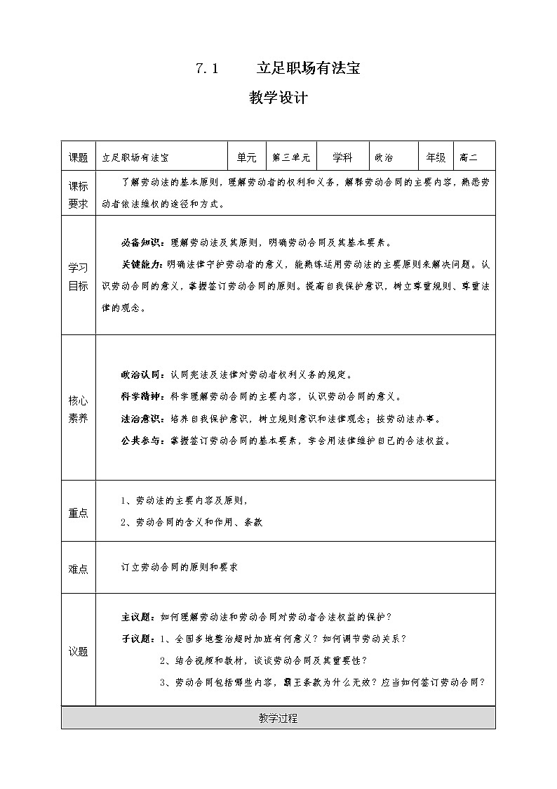 7.1立足职场有法宝（课件+素材+教学设计）2021-2022学年高中政治人教统编版选择性必修2法律与生活01