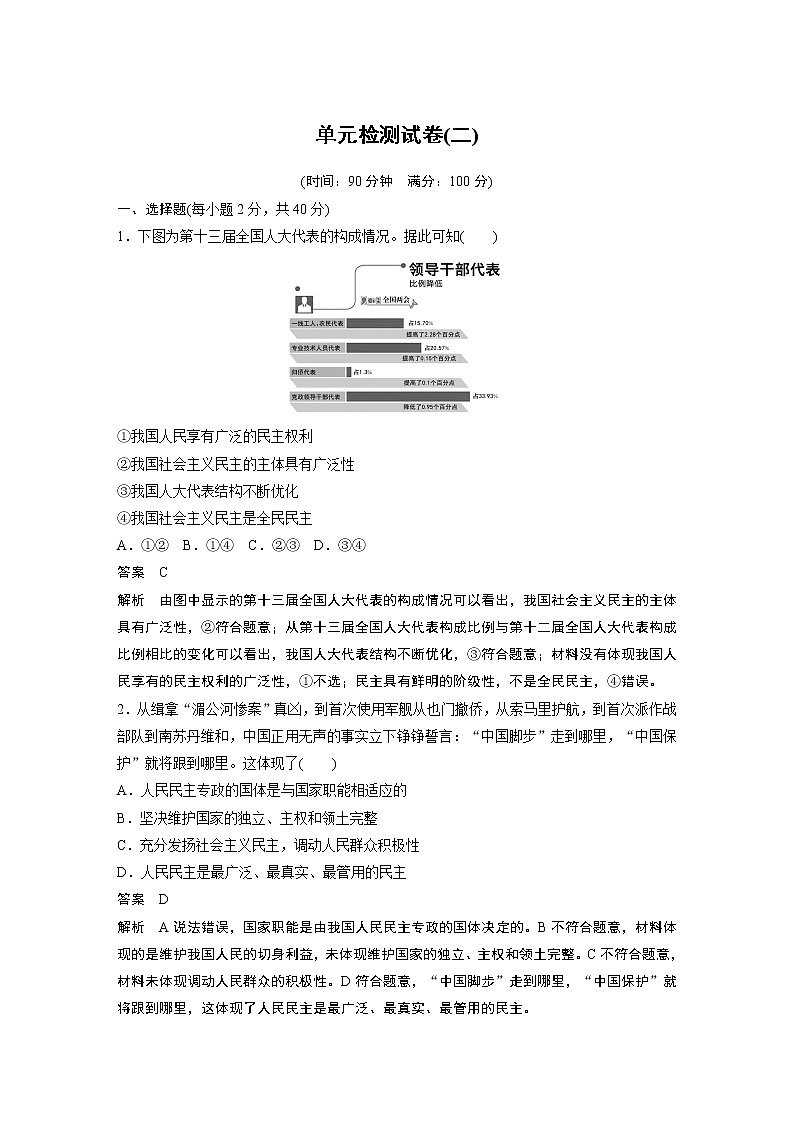 2021版】高中政治新教材 必修三 单元检测试卷(二)第1页