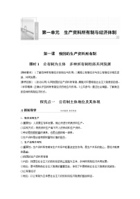 高中政治 (道德与法治)人教统编版必修2 经济与社会公有制为主体 多种所有制经济共同发展学案