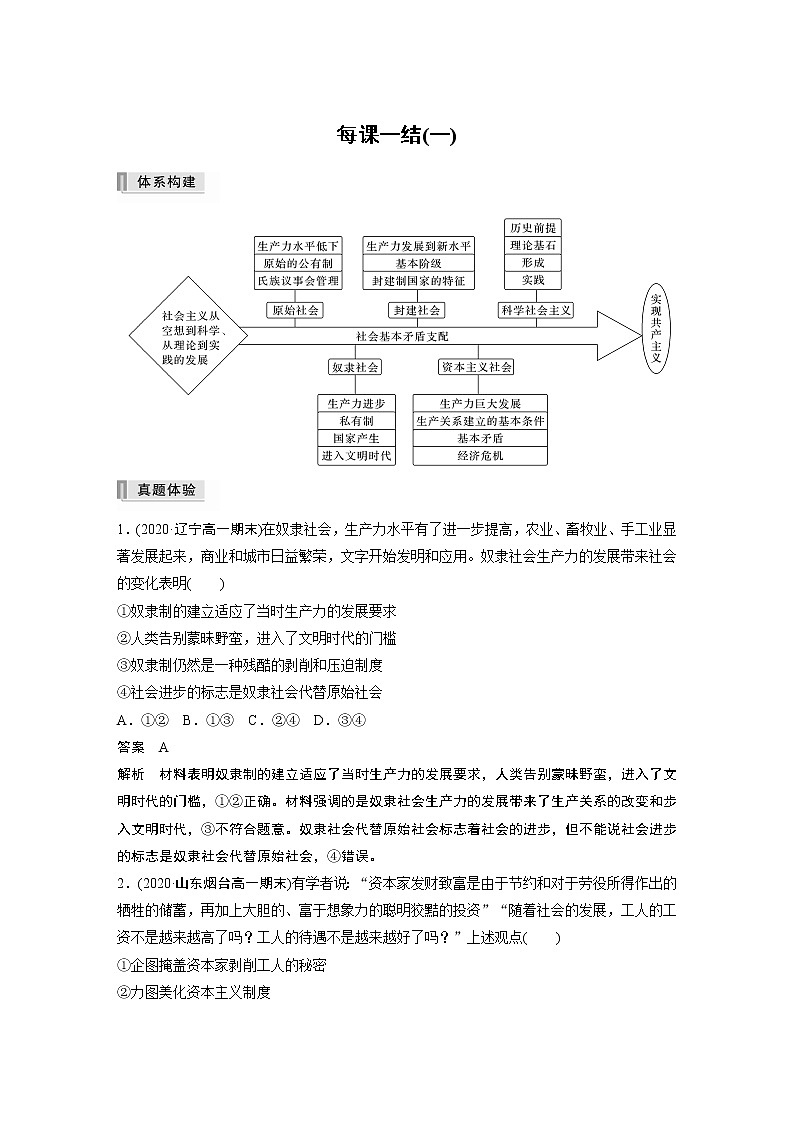 第1课 社会主义从空想到科学、从理论到实践的发展  每课一结(一)学案01