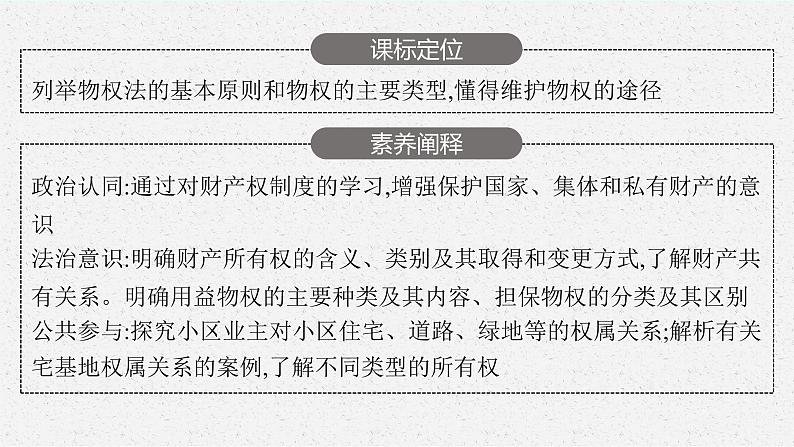 高中新教材部编版政治选择性必修二课件第1单元第2课第1框保障各类物权第3页