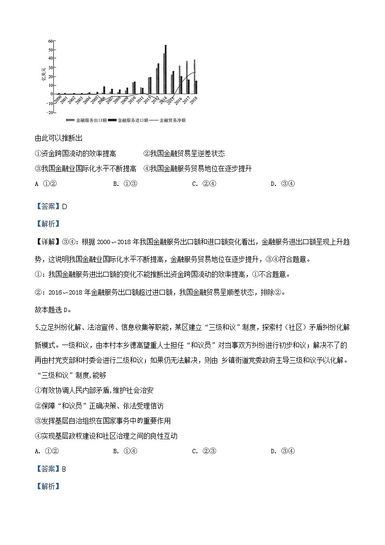 2020年福建省泉州市高三一模政治 (道德与法治)试卷及答案03