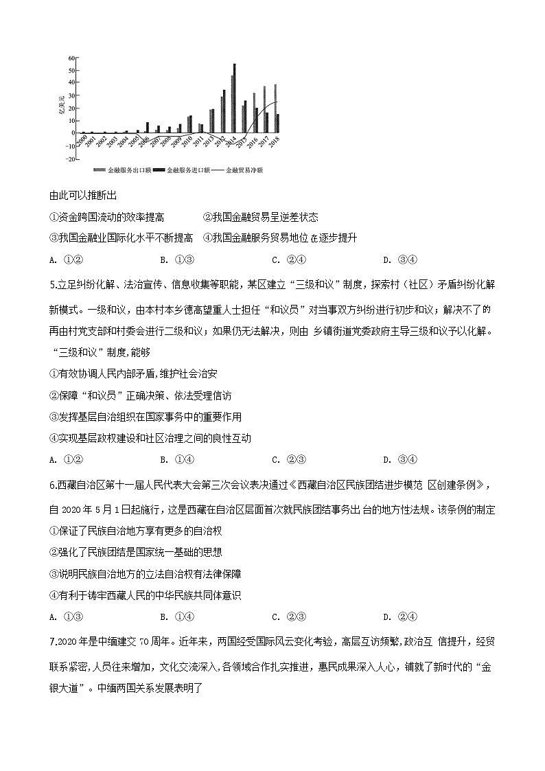 2020年福建省泉州市高三一模政治 (道德与法治)试卷及答案02