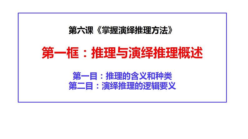 6.1推理与演绎推理概述课件-2021-2022学年高中政治统编版选择性必修三逻辑与思维第1页