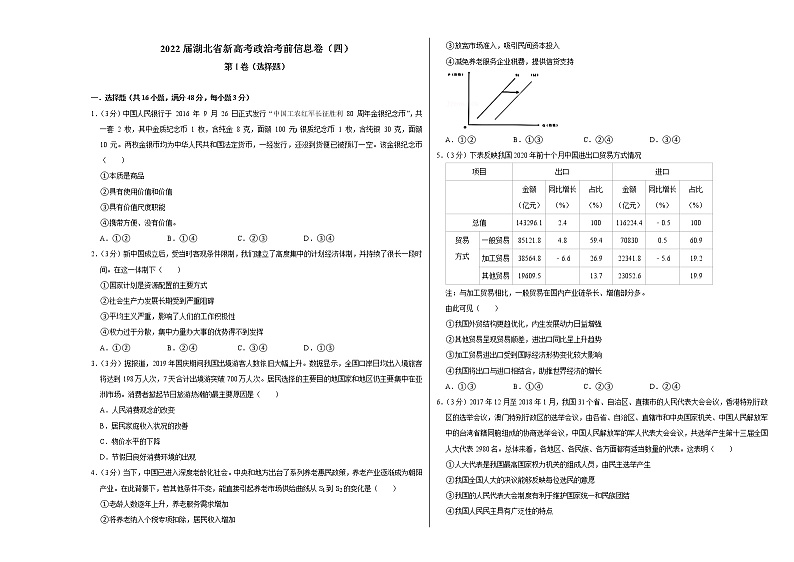 2022届湖北省新高考政治考前信息卷（四）第1页