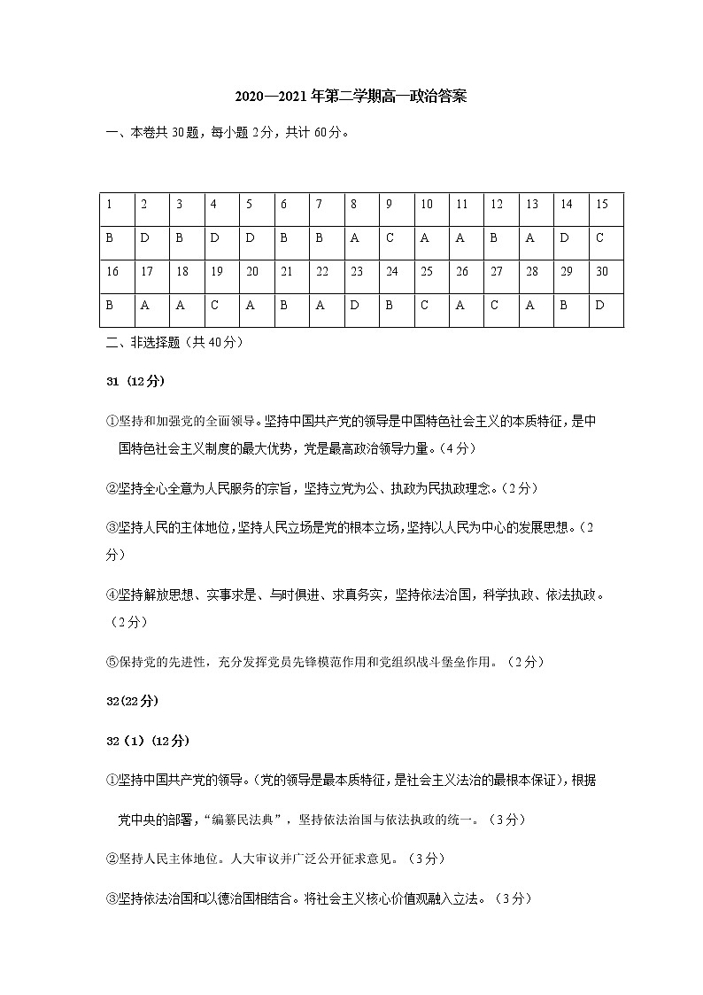 高一政治参考答案第1页