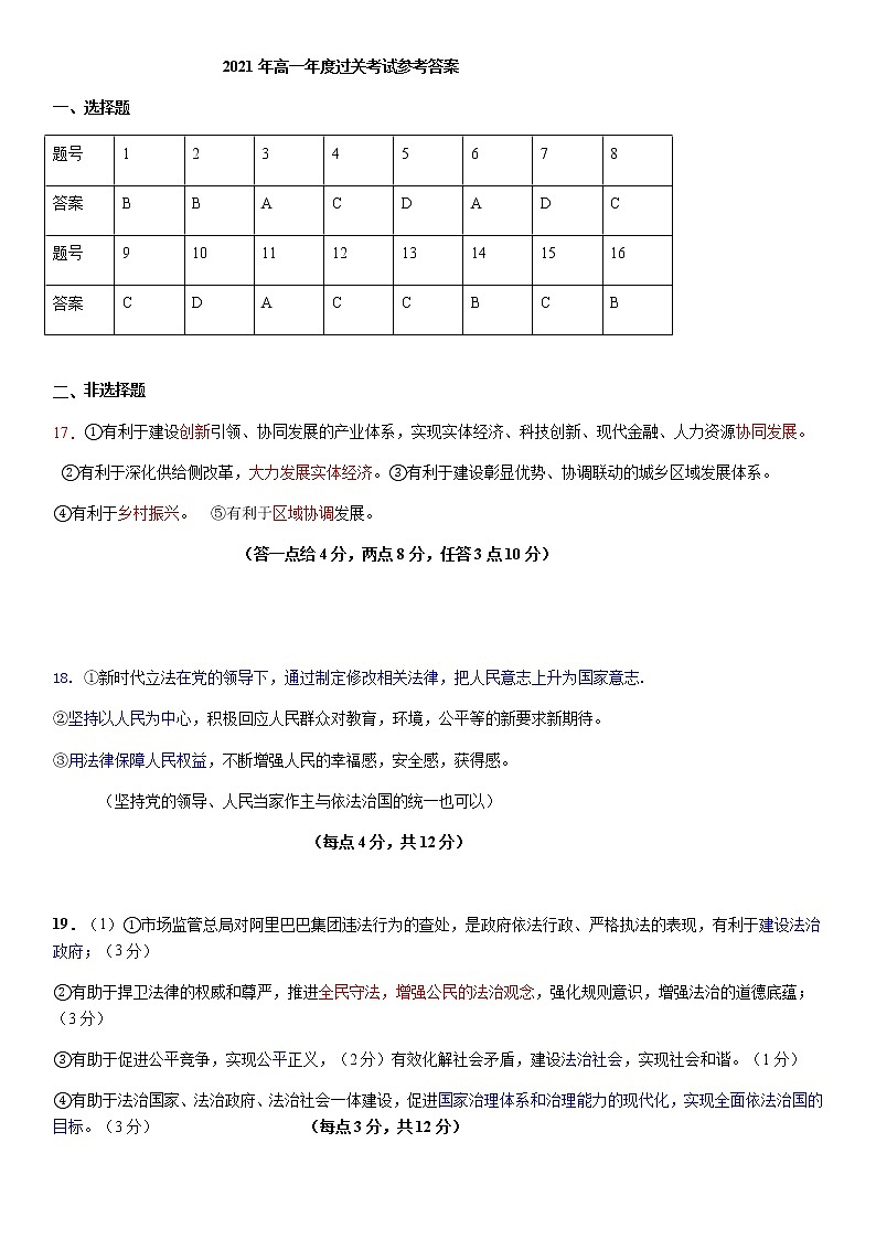 2021衡阳八中高一下学期期末考试政治PDF版含答案（可编辑）01