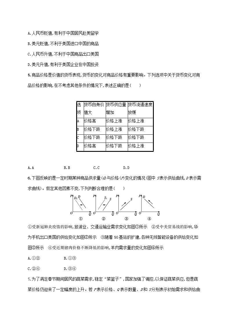 2023届高考政治二轮复习专题突破练一价格波动与居民消费含解析02