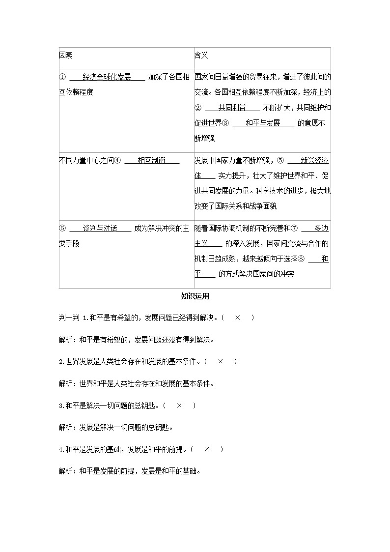 新人教版高中政治选择性必修第一册第二单元世界多极化第四课第1课时时代的主题学案03