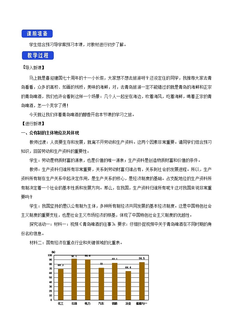 部编版高中政治必修2经济与社会1.1 公有制为主体 多种所有制经济共同发展（课件+教案+学案+习题打包）02