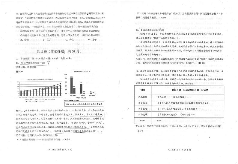 2021江苏省外国语学校高二下学期期中政治试题扫描版含答案第3页