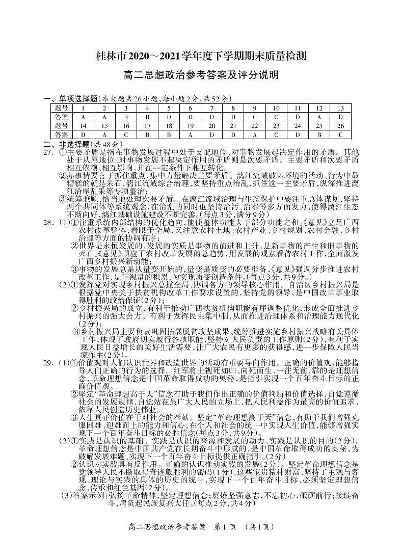 高二政治答案第1页