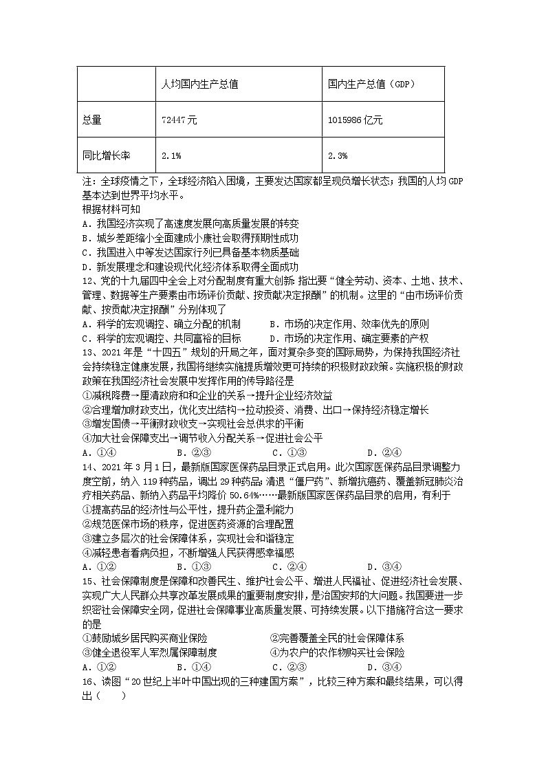 2021长春第二十九中学高一下学期期末考试政治试题含答案第3页