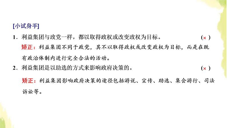 部编版高中政治选择性必修1第一单元各具特色的国家第一课第三框政党和利益集团课件08