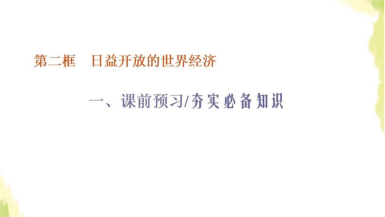 部编版高中政治选择性必修1第三单元经济全球化第六课第二框日益开放的世界经济课件01