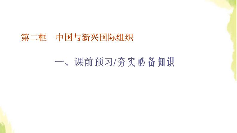 部编版高中政治选择性必修1第四单元国际组织第九课第二框中国与新兴国际组织课件01