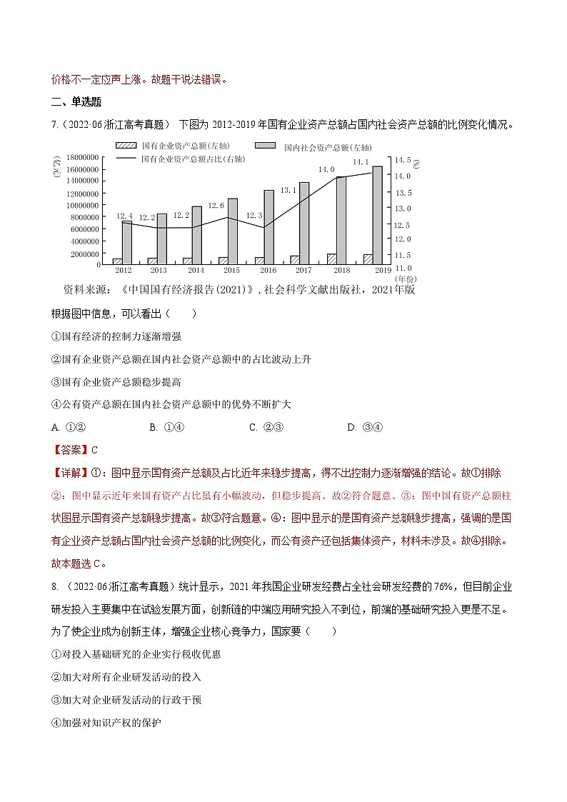 专题02 生产、劳动与经营-五年（2018-2022）高考政治真题分项汇编（浙江专用）（解析版）第2页