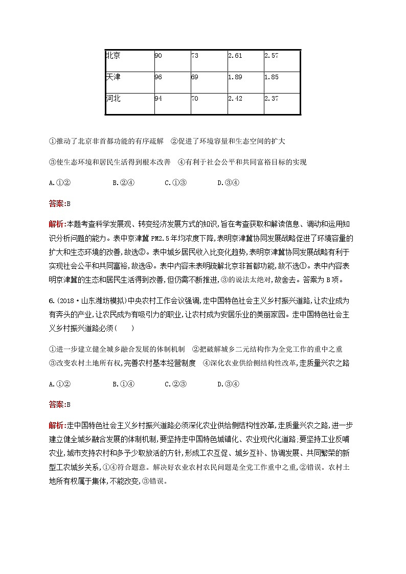 高考政治一轮复习考点规范练10新发展理念和中国特色社会主义新时代的经济建设含解析新人教版第3页